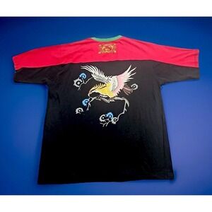 Evisu Custom Made TShirt Men's 2XL Red Black Green Bird Colorful 90's Y2k Art